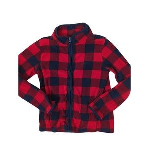 Oskgosh B'gosh Boy's 10 Red Buffalo Check Full Fleece Zip Up